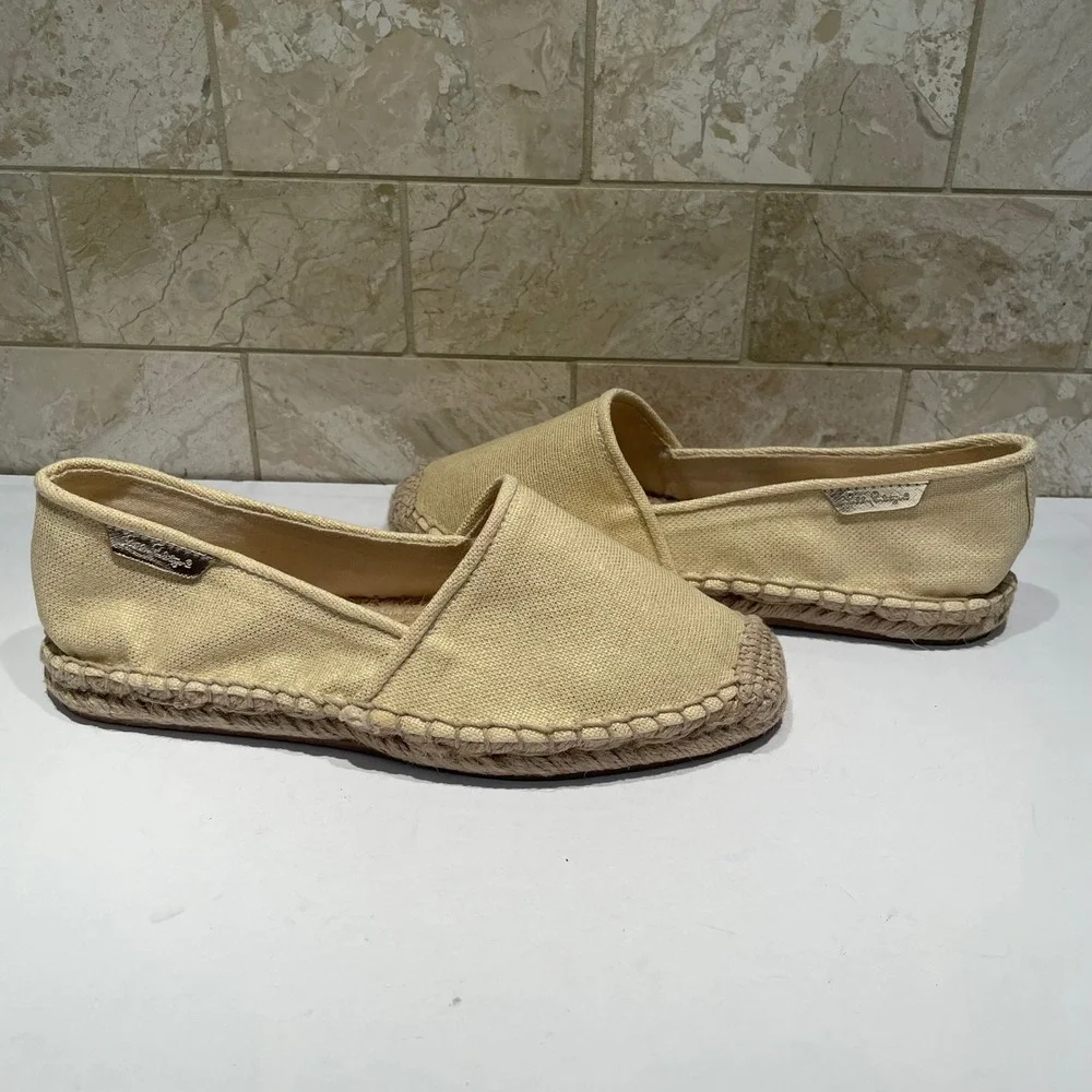 Lilly Pulitzer Womens Gold Metallic Canvas Espadrille Flats Shoes Size 8